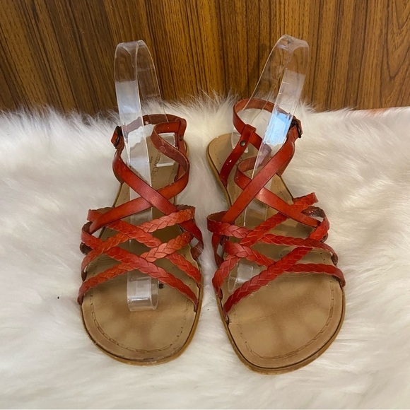 Lorenzo Chelini women’s Italian red leather sandals in  size‎ 41 - Picture 2 of 11